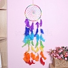 Rainbow Color Woven Web/Net with Feather Pendant Decorations PW-WG38297-01-3