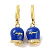 Bell Brass & Enamel Hoop Earrings for Women EJEW-U015-25G-D-1