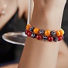 Dark Orange Natural Yellow Jade Round Beaded Stretch Bracelet BJEW-SW00077-07-5