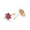 Brass Micro Pave Cubic Zirconia Stud Earrings Findings ZIRC-C027-14G-RS-3