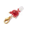 Natural Gemstone & Glass Seed Beaded Cat Pendant Decoration HJEW-MZ00157-5