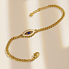 Stylish Stainless Steel Blue Enamel Eye Link Chain Bracelets for Women's Daily Wear PA2106-1