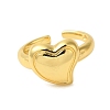 Heart Brass Open Cuff Rings for Women RJEW-A048-14G-2