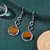 Hexagon Natural Tiger Eye Dangle Earrings EJEW-K298-01P-12-1