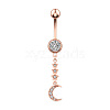 304 Stainless Steel Micro Pave Clear Cubic Zirconia Belly Rings WGC32A5-04-2