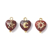 9Pcs 9 Styles Natural Natural Rose Quartz & Natural Red Rainbow Jasper & Cherry Quartz Glass Faceted Heart Charms with Brass Sun Star Moon Slices PALLOY-JF03283-3