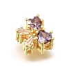 Bowknot Brass Micro Pave Cubic Zirconia Beads KK-Z156-20G-02-2