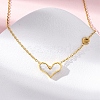 304 Stainless Steel Pave Natural White Shell Heart Pendant Necklaces for Women NJEW-U032-09G-01-2