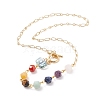 Natural Mixed Gemstone Beaded Pendant Necklace with Glass Lotus NJEW-JN03888-1