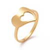 Ion Plating(IP) 201 Stainless Steel Heart Finger Ring RJEW-J051-12G-1