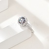 Rhodium Plated 925 Sterling Silver Moissanite Adjustable Rings for Women RJEW-U038-13P-02-2