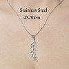 Non-Tarnish 201 Stainless Steel Hollow Leaf Pendant Necklace NJEW-OY001-68-3