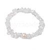 Natural Quartz Crystal Chips Stretch Bracelets for Women BJEW-JB11343-06-2