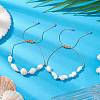 Adjustable Natural Shell Braided Beads Bracelets for Women BJEW-JB10978-2