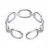 304 Stainless Steel Oval Wrap Open Cuff Ring RJEW-T023-68P-2