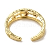 Moon & Star Rack Plating Brass Open Cuff Finger Rings for Women RJEW-L123-100G-3