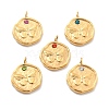 304 Stainless Steel Rhinestone Pendants STAS-M092-04G-1