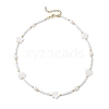 Heart Star Glass Seed Beads & Natural Cultured Freshwater Pearl & Shell Beaded Necklaces NJEW-TA00172-4