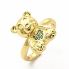 Cubic Zirconia Bear with Heart Open Cuff Ring KK-A180-38G-4