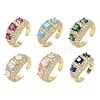 Brass Micro Pave Cubic Zirconia Cuff Open Rings for Women RJEW-L343-13G-2