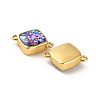 Brass Pave Synthetic Opal Rhombus Connector Charms KK-A239-07G-2