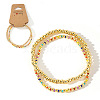 2Pcs Fashionable Brass & Seed Beads Beaded Stretch Bracelet Sets for Women ZD1327-8-1