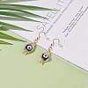 Round Lampwork Evil Eye Braided Dangle Earrings EJEW-JE04898-02-3