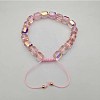 Adjustable Electroplated Faceted Cube Glass Braided Beaded Bracelets for Women Men DM4334-6-1