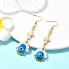 Handmade Seed Evil Eye & Cross Dangle Earrings EJEW-MZ00227-01-2