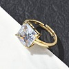 Brass & Clear Cubic Zirconia Finger Rings CU-CBA7E55-13G-3