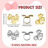 2Pcs 2 Colors Bowknot Alloy Adjustable Finger Rings RJEW-HY0001-25-2