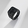 Square with Cross Pattern 304 Stainless Steel Finger Rings for Men FS-WGAC6B1-12-1