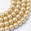 Baking Painted Pearlized Glass Pearl Round Bead Strands HY-Q003-10mm-42-1