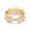 Brass with Cubic Zirconia Open Cuff Rings LS-RJEW-B053-05-3