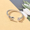 925 Sterling Silver Open Cuff Rings for Women RJEW-R008-03S-01-3