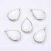 Golden Tone Brass Glass Teardrop Pendants X-GLAA-M006-A-22G-1