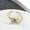 Rack Plating Brass Micro Pave Cubic Zirconia Open Cuff Finger Rings for Women RJEW-M028-76G-2