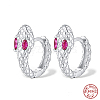 Anti-Tarnish Snake Shape Rhodium Plated Platinum 925 Sterling Sliver Micro Pave Cubic Zirconia Hoop Earrings DI7310-2-1