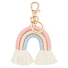 Cotton Rope Rainbow Tassel Keychain AJEW-WH0250-60LG-1