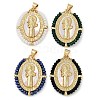 Rack Plating Brass Pave Shell Religion Saint Pendants KK-U032-01G-A-1