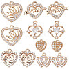 SUNNYCLUE 12Pcs 6 Style Valentine's Day Brass Micro Pave Cubic Zirconia Pendants KK-SC0003-16-1