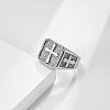Square with Cross Pattern 304 Stainless Steel Finger Rings for Men FS-WGAC6B1-01-1