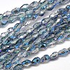 Faceted Teardrop Half Rainbow Plated Transparent Electroplate Glass Beads Strands EGLA-J132-HR20-1