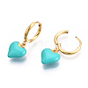 Ion Plating(IP) Enamel Heart Dangle Hoop Earrings EJEW-T018-01B-1