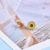 Enamel Sunflower Pendant Necklace and Stud Earrings JX217A-3