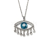 Cute Eye Brass Clear Cubic Zirconia Pendant Necklaces SU9142-1-3