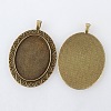 Tibetan Style Alloy Oval Pendant Cabochon Settings TIBEP-M018-47AB-NF-2