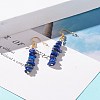 Natural Lapis Lazuli Chip Beaded Dangle Earrings EJEW-JE04788-09-2