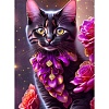 AB Color Flower Cat DIY Diamond Painting Kit PW-WG80731-10-1