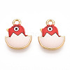 Printed Light Gold Tone Alloy Pendants ENAM-N056-204C-2